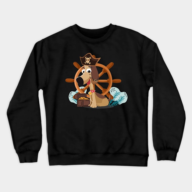 dog sailor pirate captain treasure gold Crewneck Sweatshirt by KK-Royal